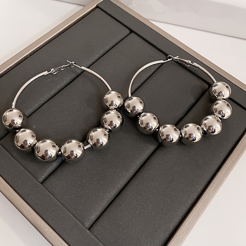 Minimalist Exaggerated CCB Pearl Large Hoop Earrings